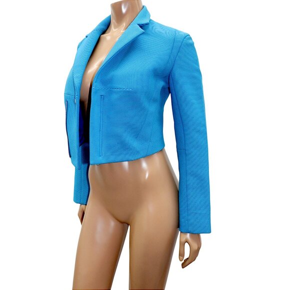 Y's YOHJI YAMAMOTO STRIPE Cropped Structured ZIPPER Jacket SMALL/ Size 4 - Picture 5 of 9